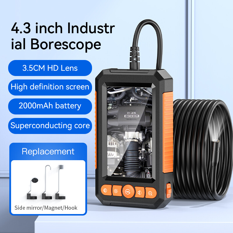 KERUI Endoscope Camera with Lights Dual Lens Borescope 32.8FT Cable 4.3" Screen