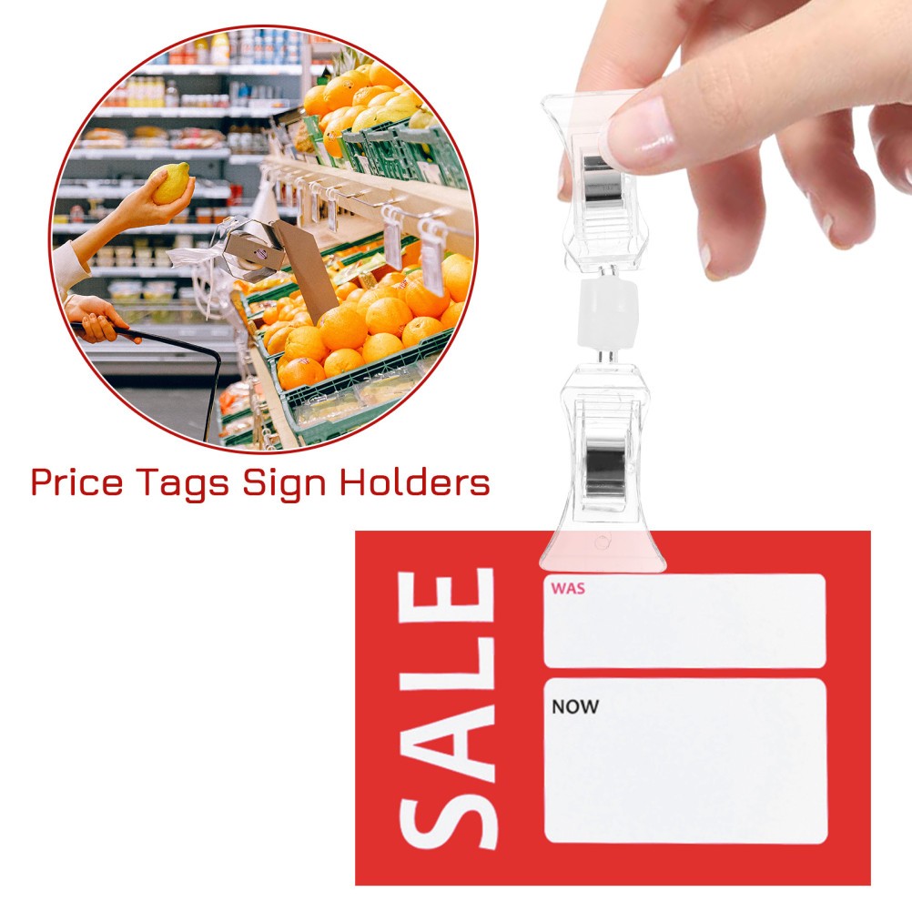 10Pcs Multi Function Plastic Sign Holders Swivel Clips for Store Shelves