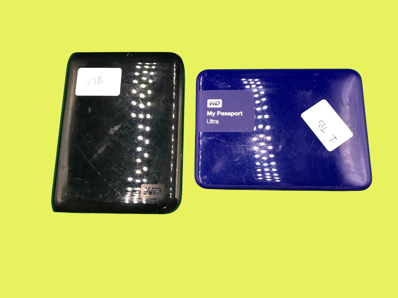 2pcs WD Western Digital 1TB External Hard Drives, Used, WITH CABLE