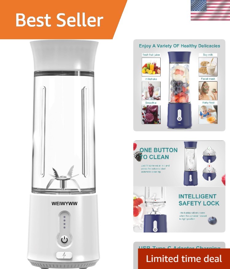 17oz Portable USB Blender 150W Cordless Mini Smoothie Maker Lightweight, 10+ ...