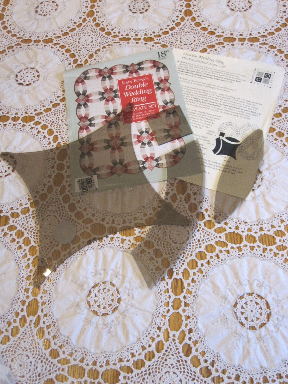 John Flynn's DOUBLE WEDDING RING Template Set 18" Quilt Instructions 4 Templates