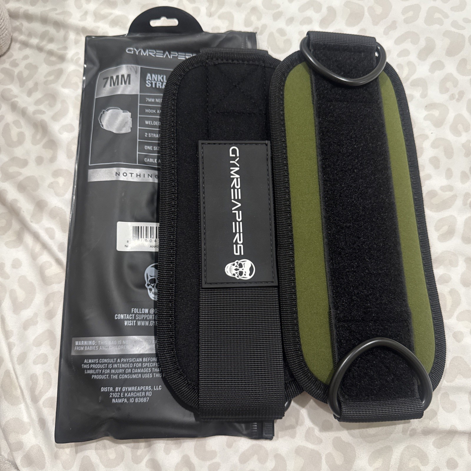 Ankle Straps For Cable Machine Adjustable Neoprene Padding Ranger Green Pair