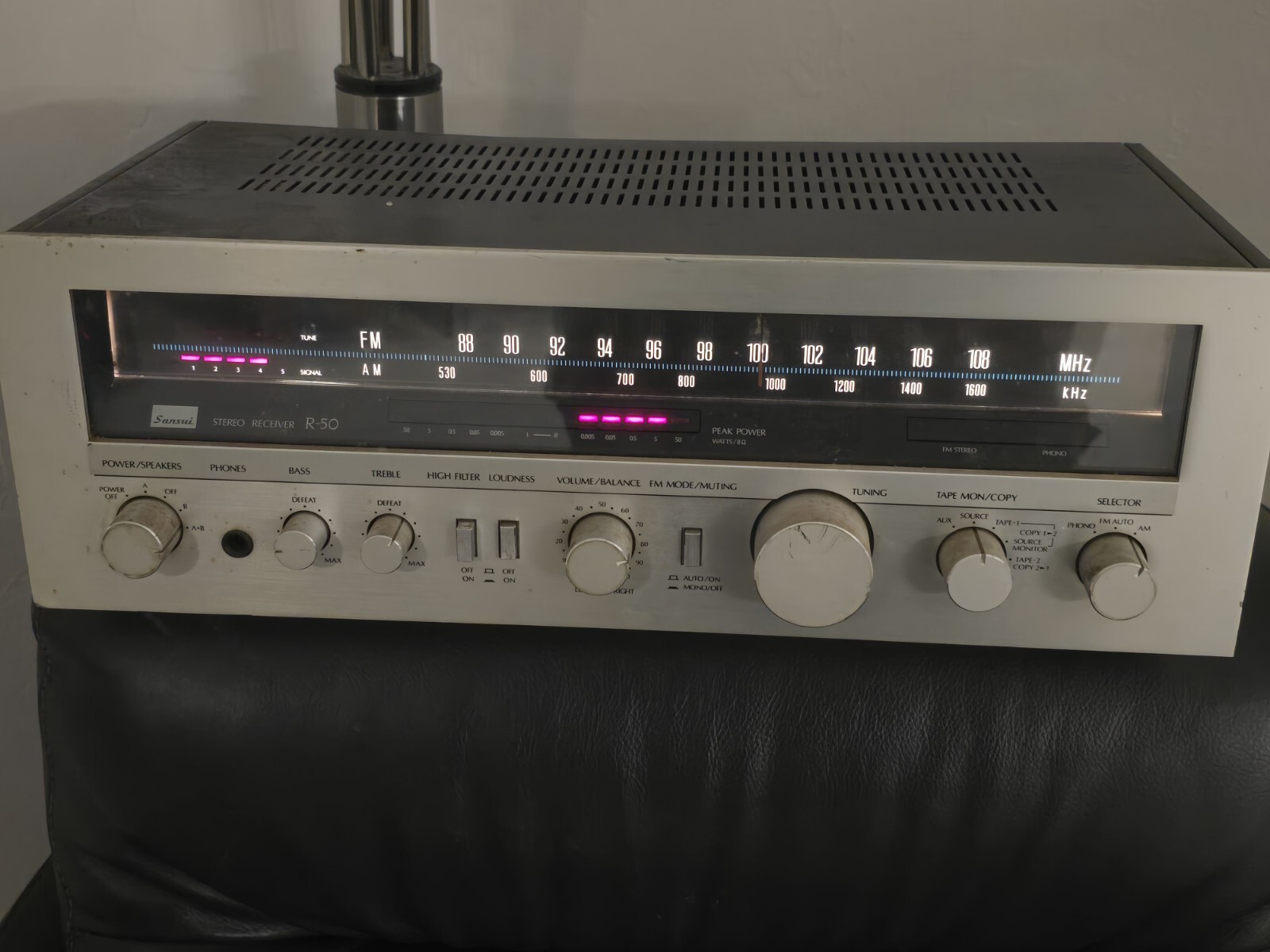 Vintage Sansui Stereo R-50 Console Receiver Radio HiFi 80's Mid Century Modern