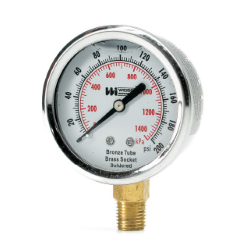 Weiss Instruments LF251-100-4L 2.5" Liquid Filled Pressure Gauge 0-100 psi, 1/4"