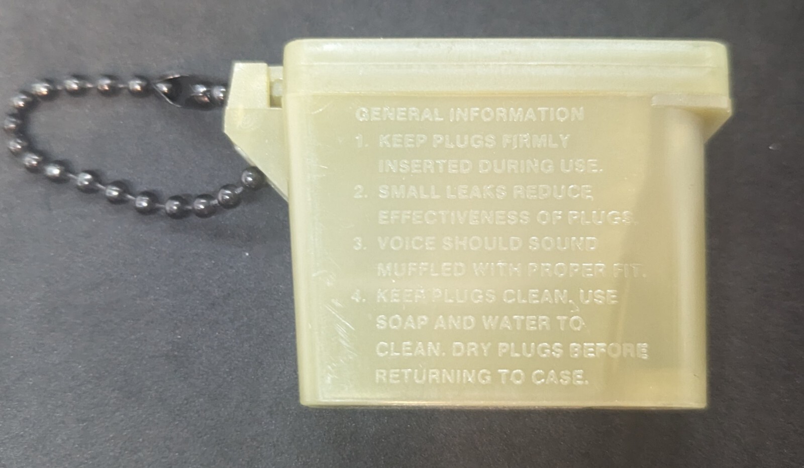 Military Issue Ear Plug Case with Inserter & Chain NOS
