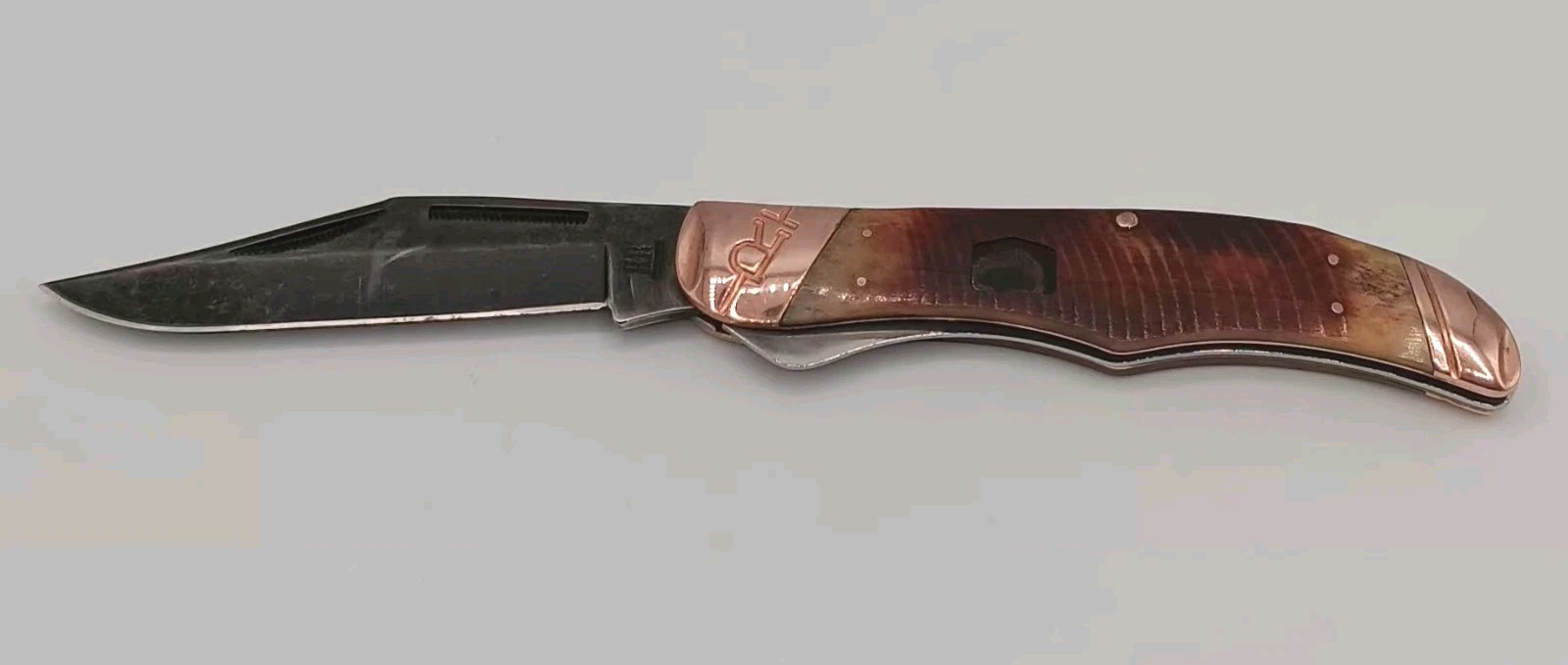 Rough Rider Jumbo Trapper Brown Stag Bone Stainless Folding Knife