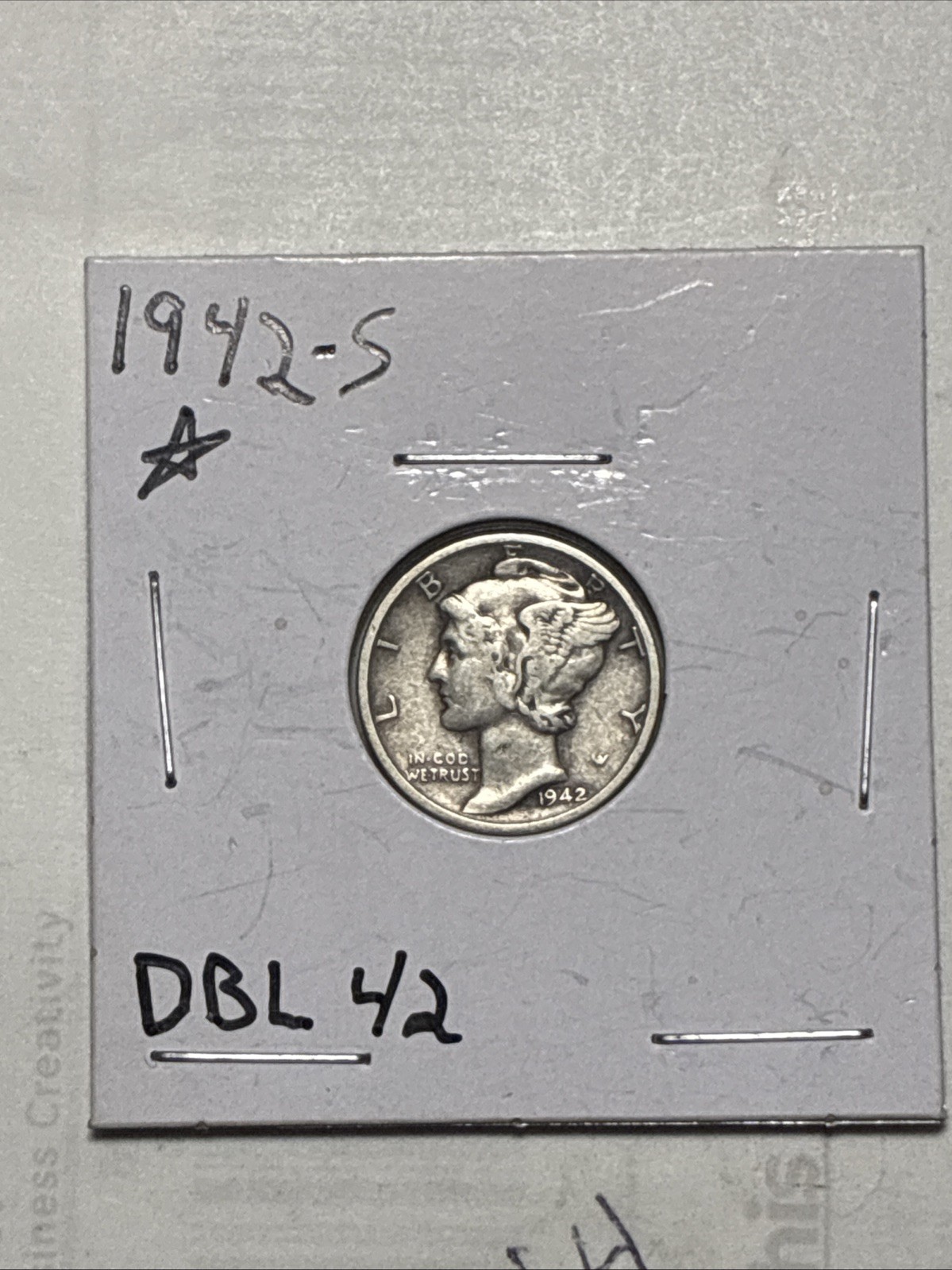 1942-S Mercury Silver Dime 10C Double Date “42” Rare