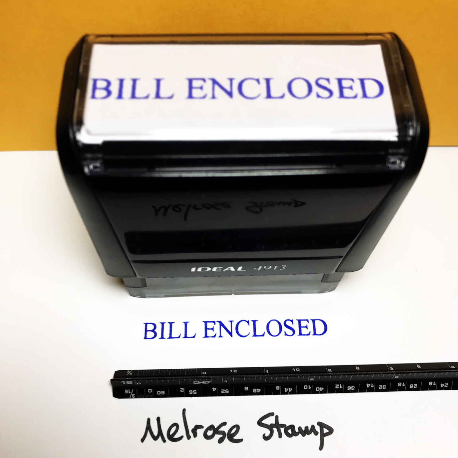 Bill Enclosed Rubber Stamp Blue Ink Self Inking Ideal 4913