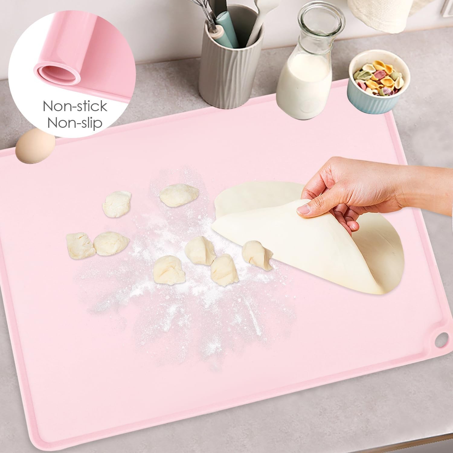 Standard Silicone Mat Pink Baking Mat-Multipurpose Kid Placemat Reusable Kitc...