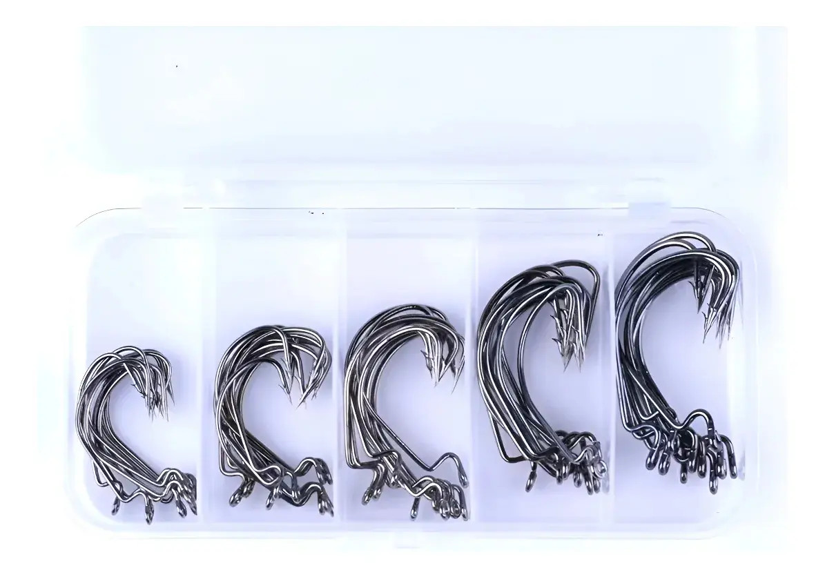50Pcs Hadsu Crank Fishing Hooks Kit High Carbon Steel With Storage Box