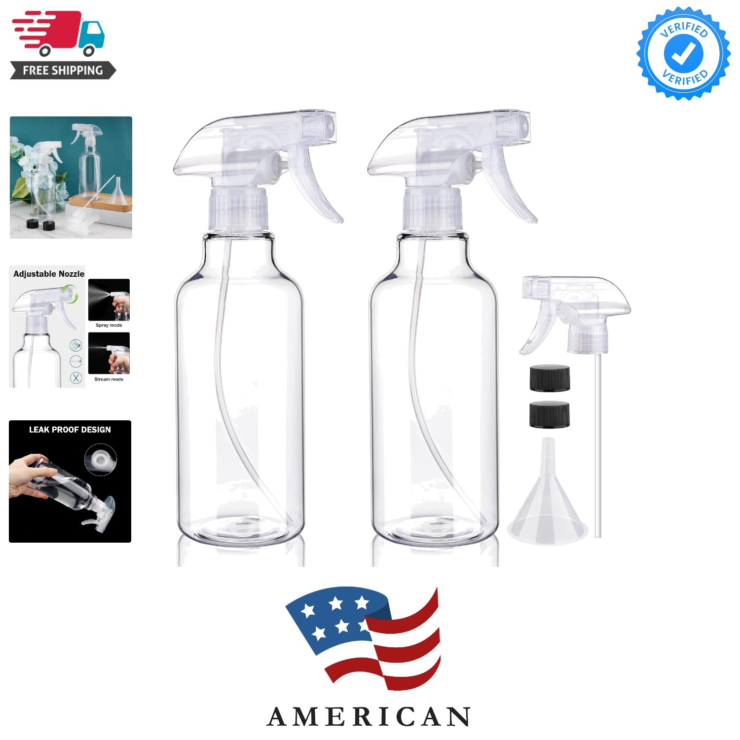Plastic Spray Bottles Empty Spray Bottle 16.9oz/500ml 2 Pack Heavy Duty Spray...