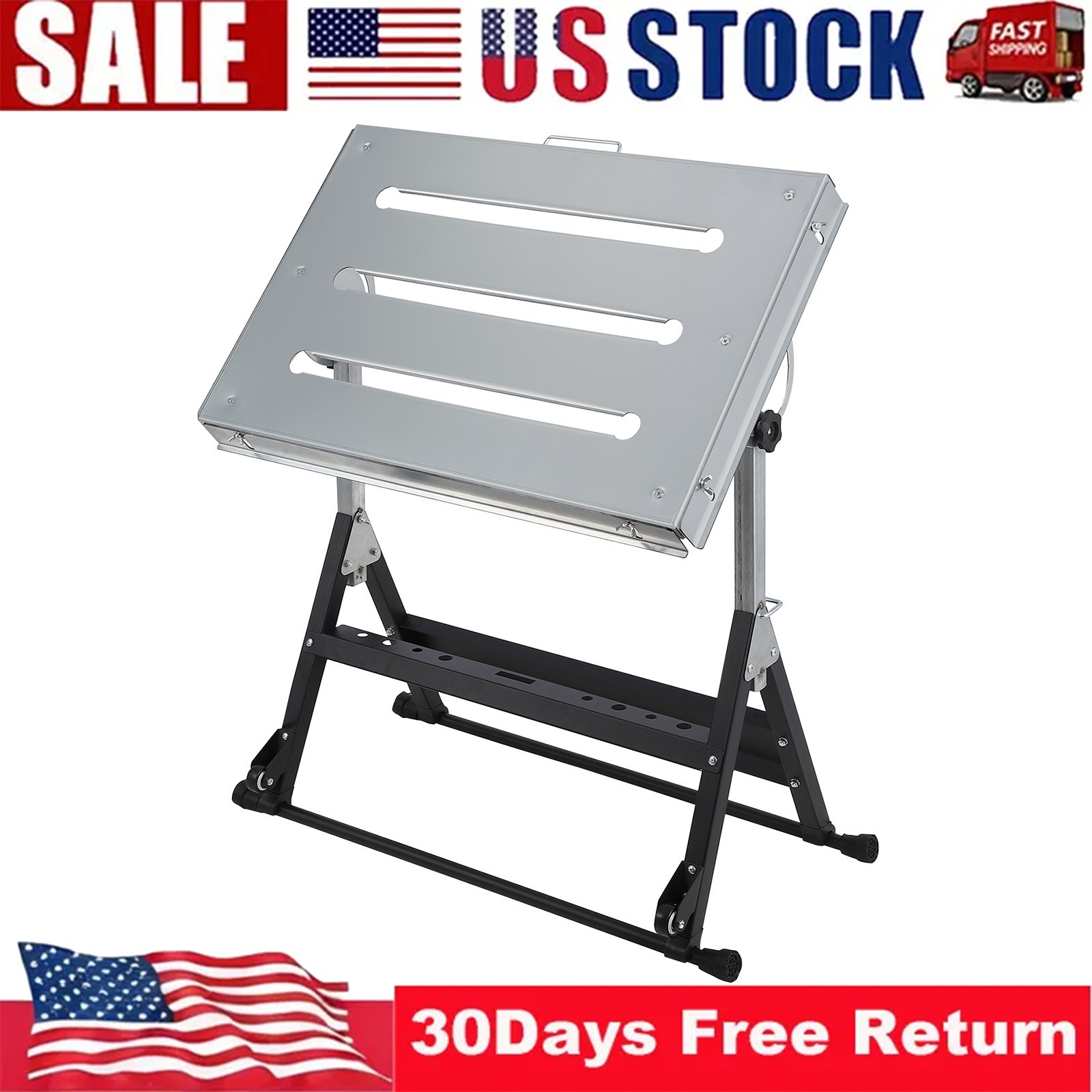 Heavy Duty Collapsible Welding Table 44x21 in Workbench Adjustable Height 500lbs