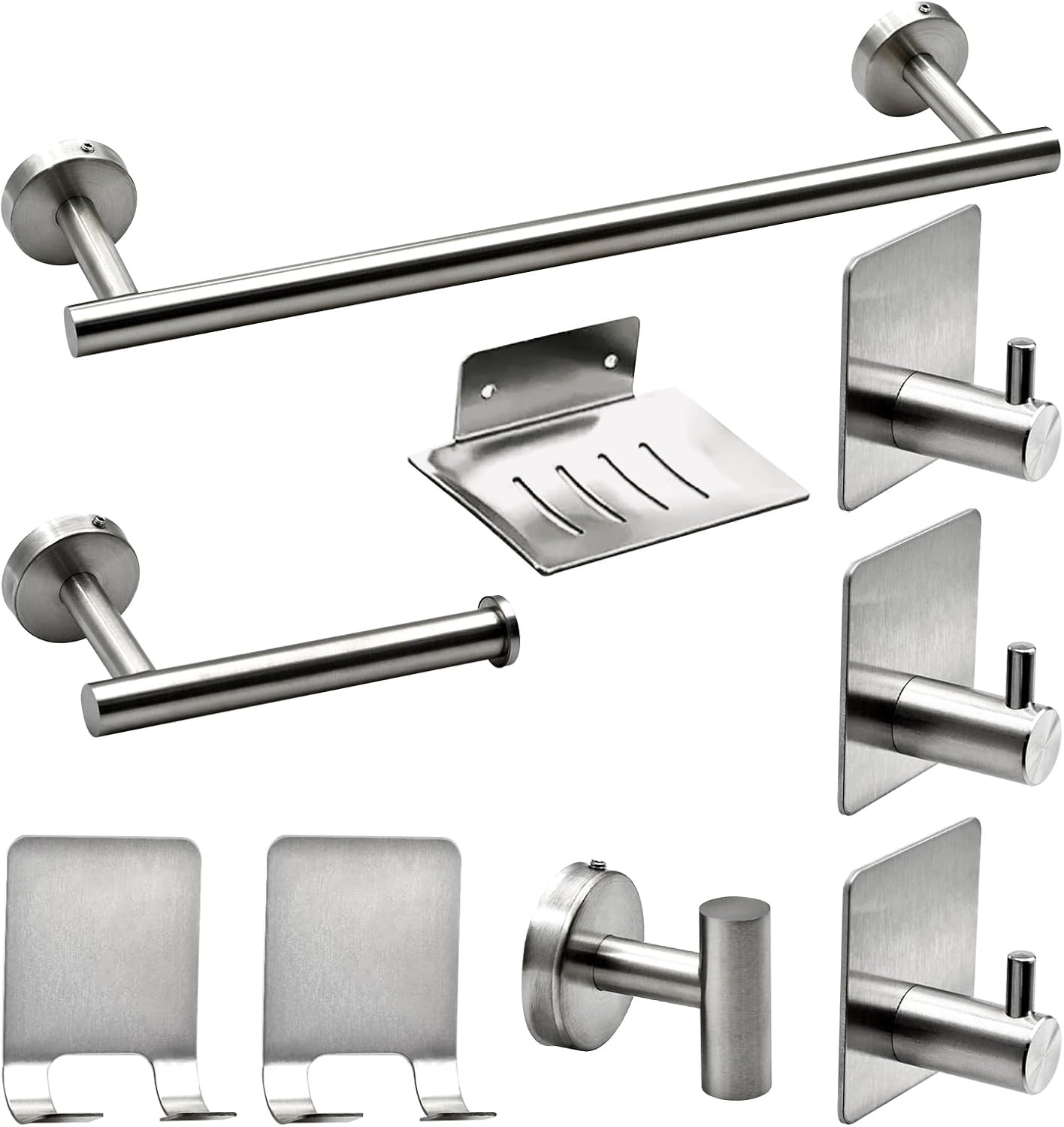 9 PCS Bathroom Hardware Set, Brushed Nickel Stainless Steel Bathroom Tower Rack