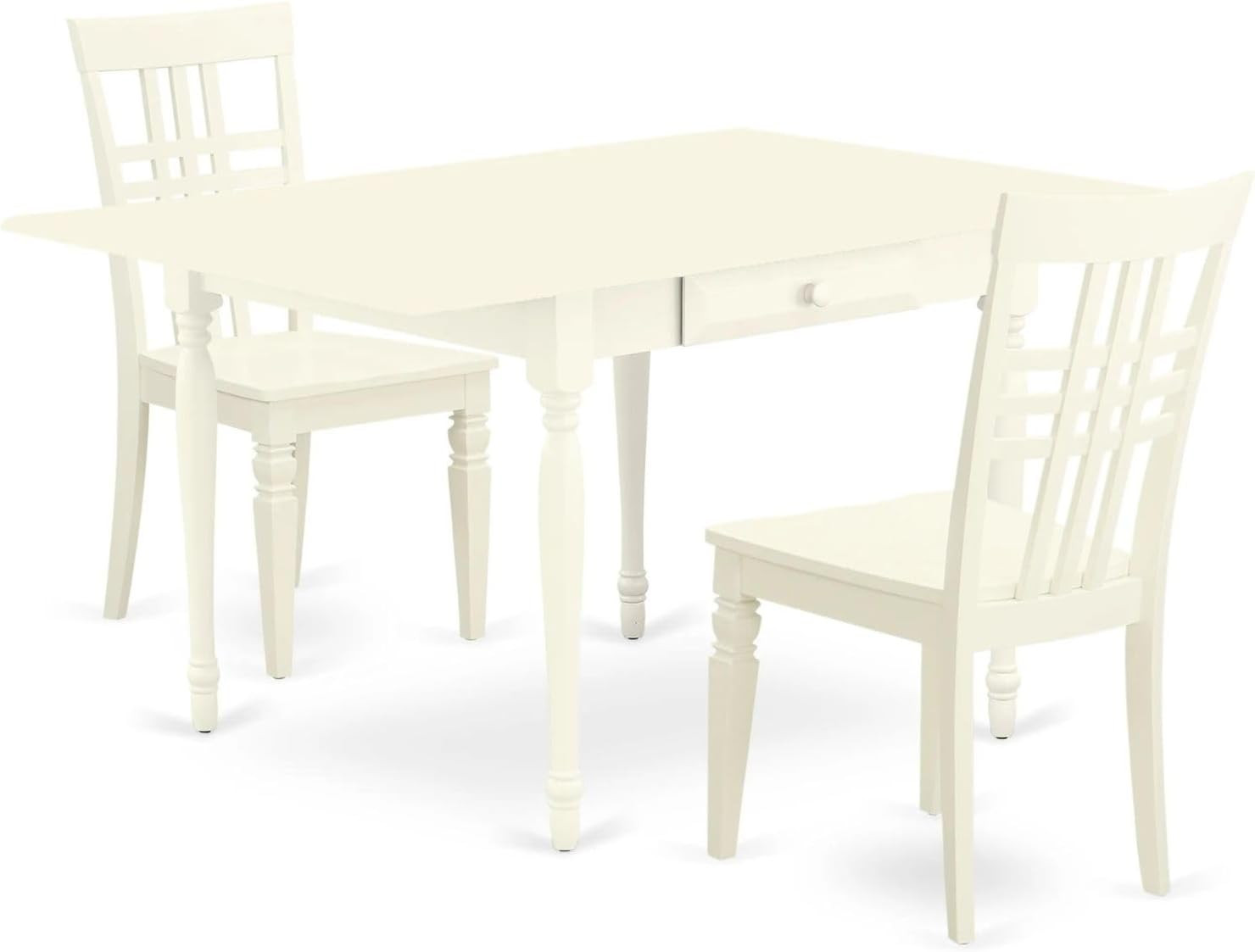 MZLG3-LWH-W 3 Piece Dining Set Contains a Rectangle Dining Room Table with Dropl