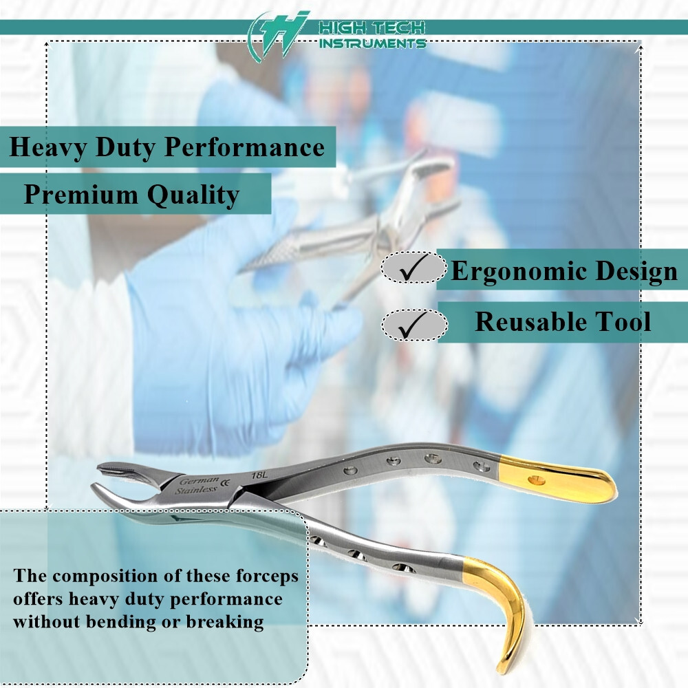 Dental Extracting Forceps #18L Upper Molar Surgical Instruments Serrated Jaws