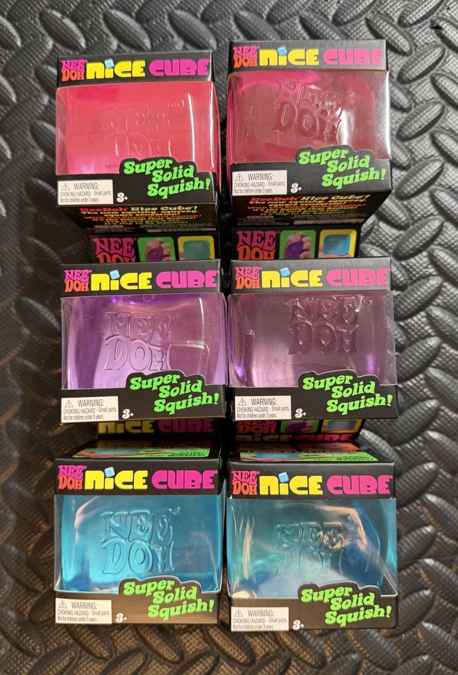 Nee Doh Nice Cube Squish. COLOR VARIATION Lot of 6 - Purple & Blue & Pink NEW