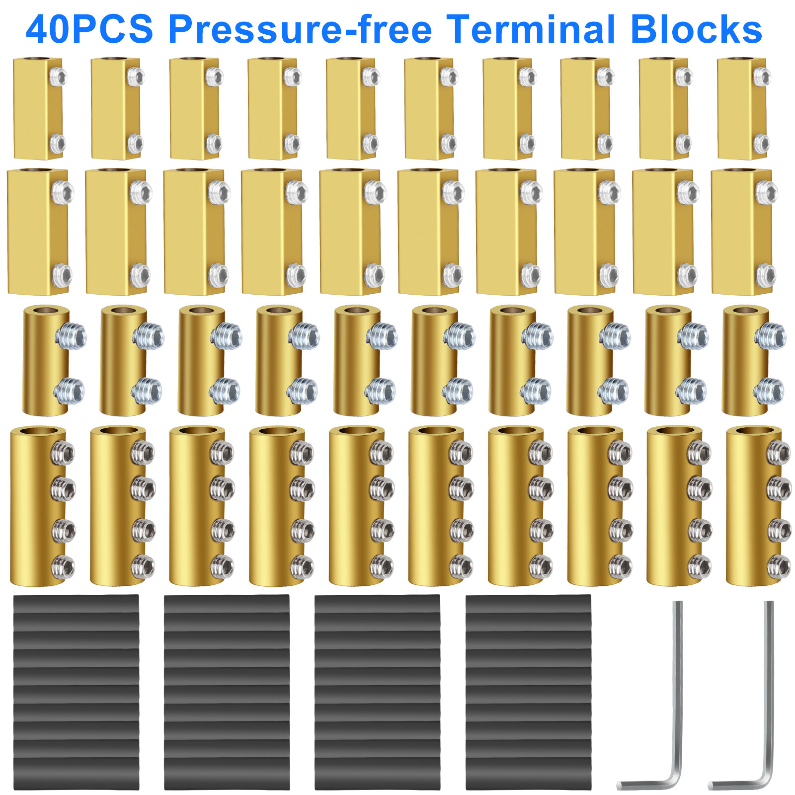 40x Electrical Wire Connector Nut Heat Shrink Tube Kit 6AWG 10AWG 12AWG Gauge