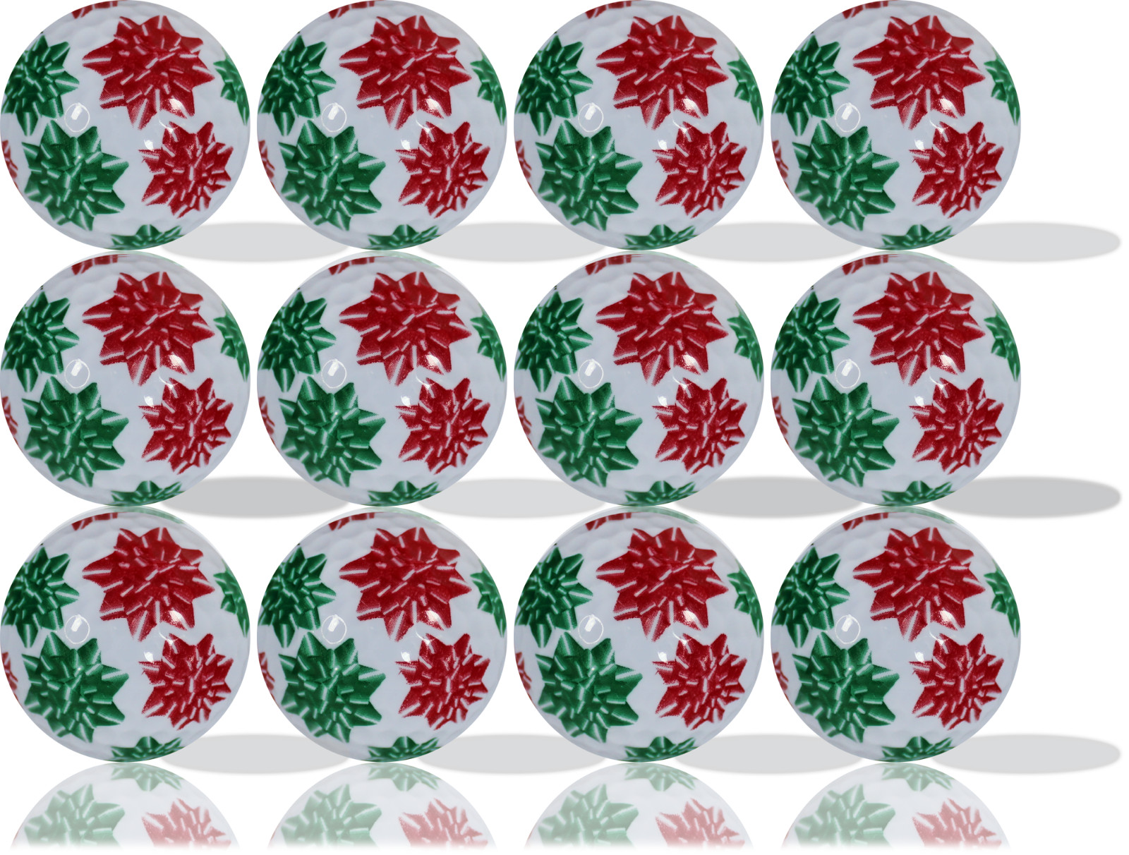 Christmas Bows Full Wrap Golf Balls 12 Pack - Perfect Gift Idea!