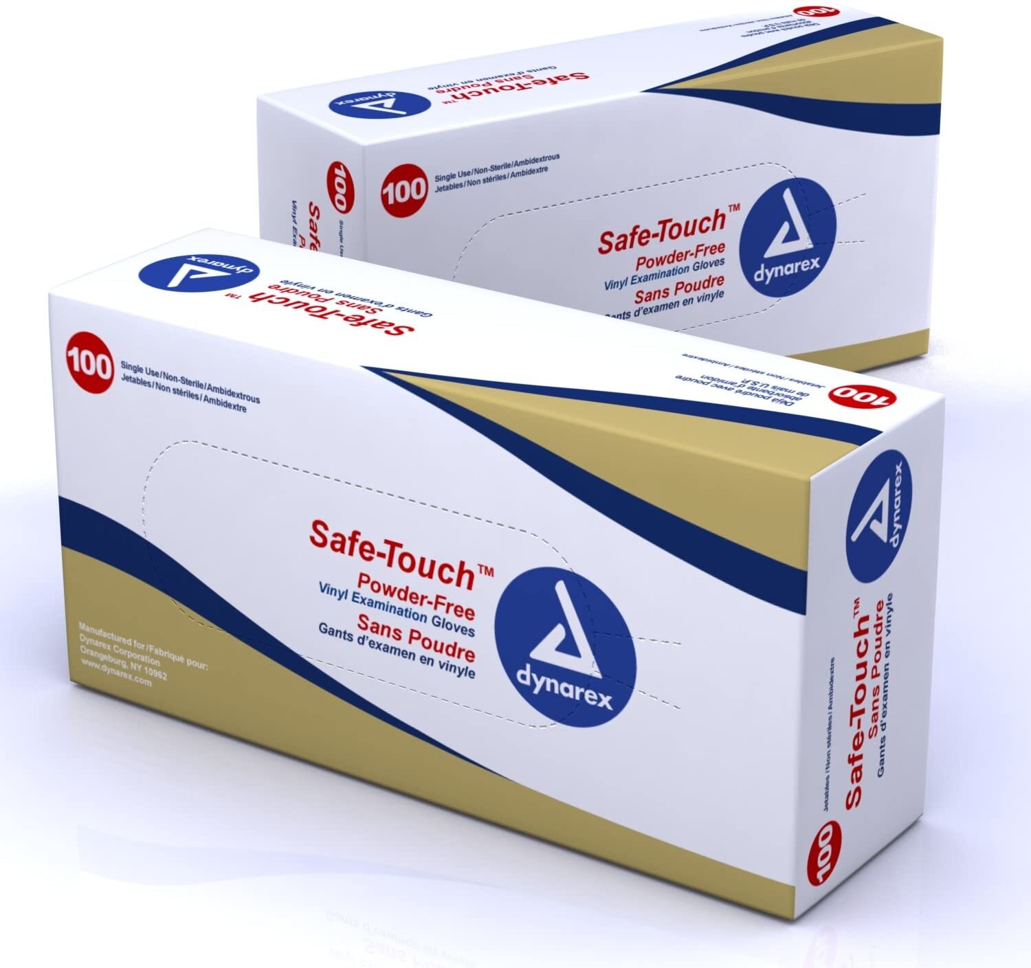 Dynarex 2613 SafeTouch Vinyl Exam Glove Powder Free Large (Box of 100)