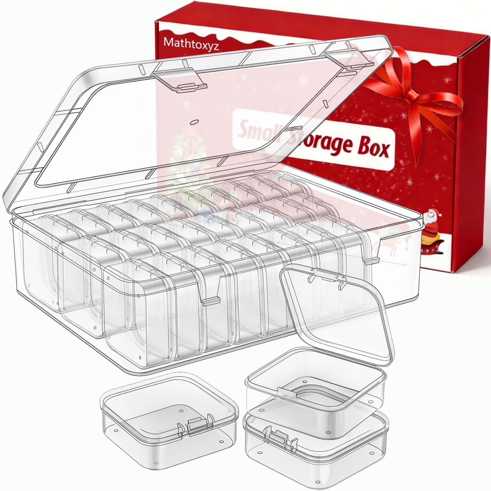 Mathtoxyz Bead Organizer Box, 30Pcs Small Beads Organizers Clear - 1P,