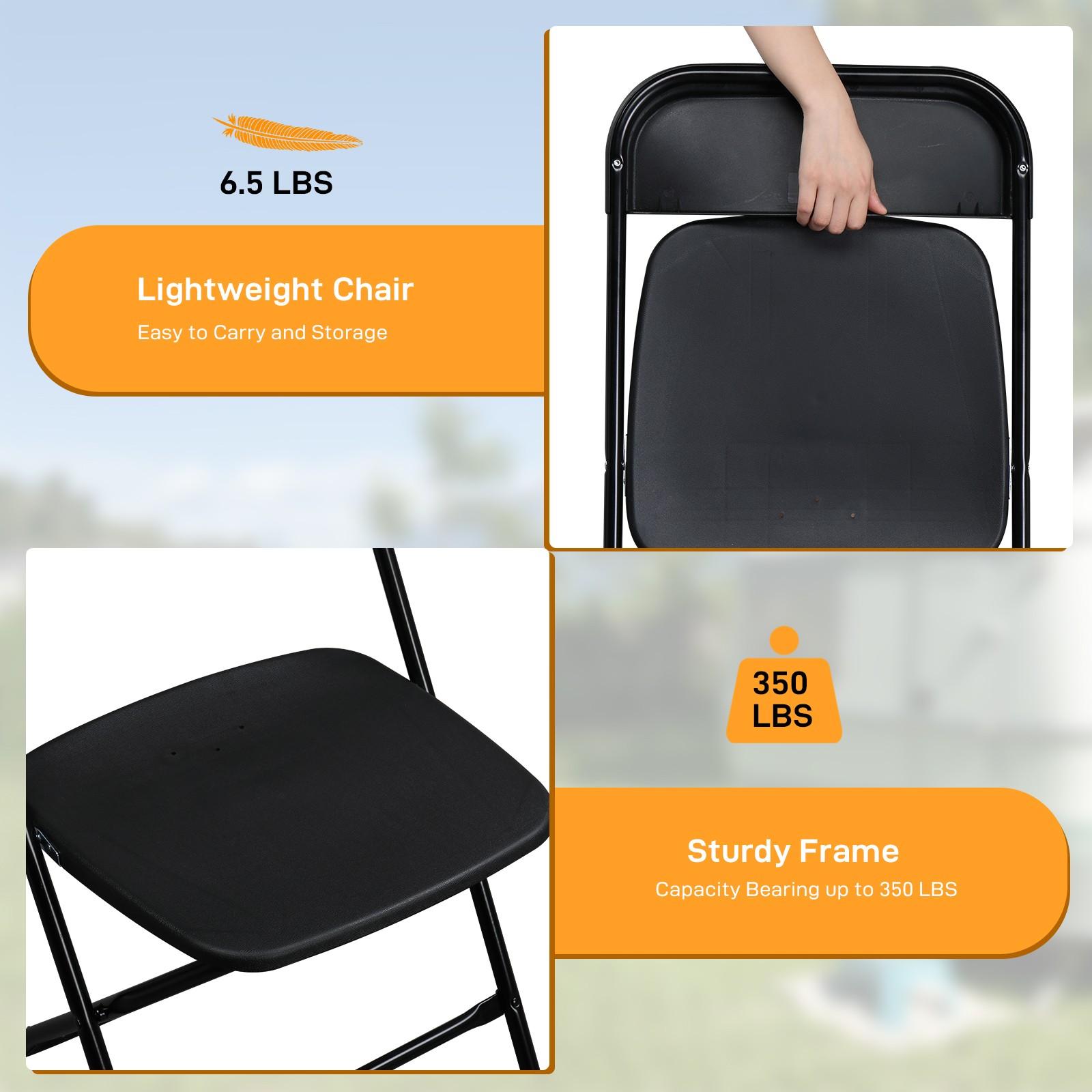 4PCS Portable Plastic Folding Chairs Classic Party Event Wedding Kitchen Chair