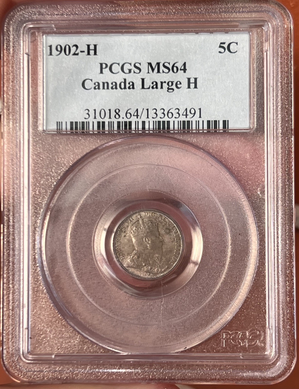 1902-H Canada 5 Cents Large H PCGS MS64 Silver Coin Key Date High Grade