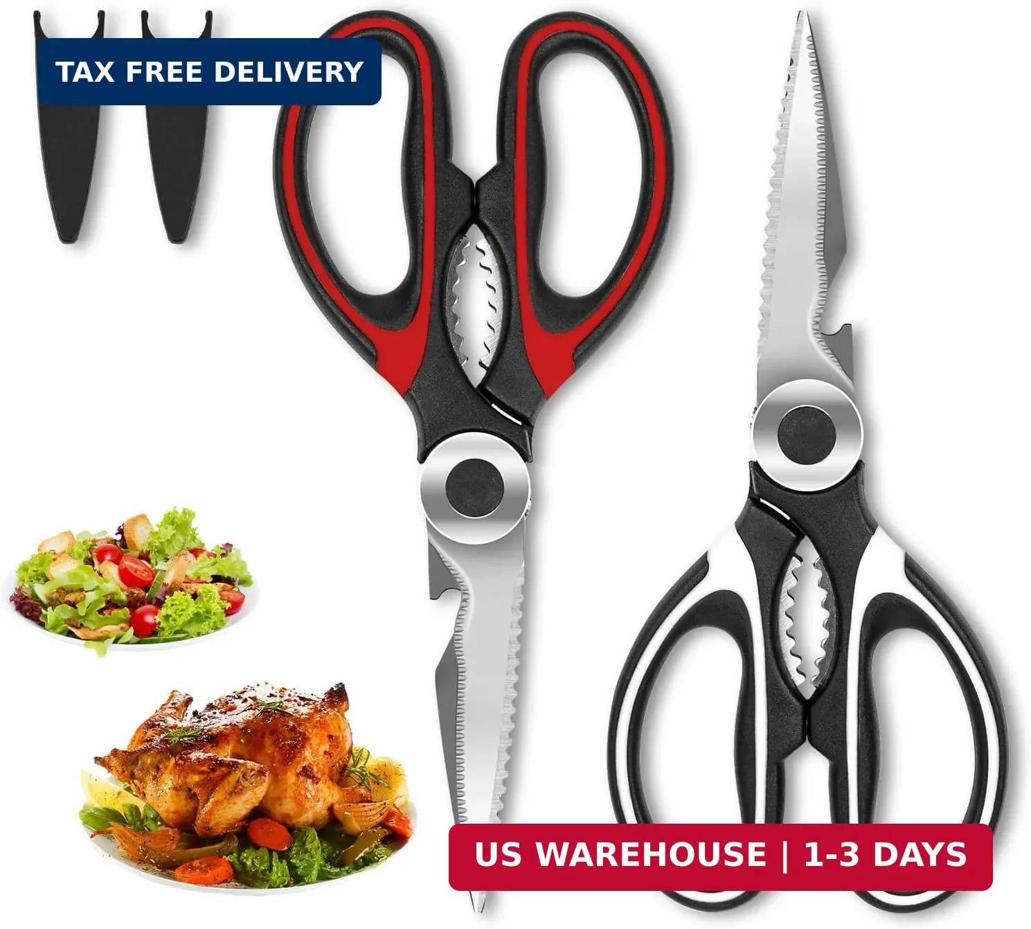 SZHLUX 2-Pack Kitchen Scissors Heavy Duty, Premium Sharp Kitchen Shears for Food