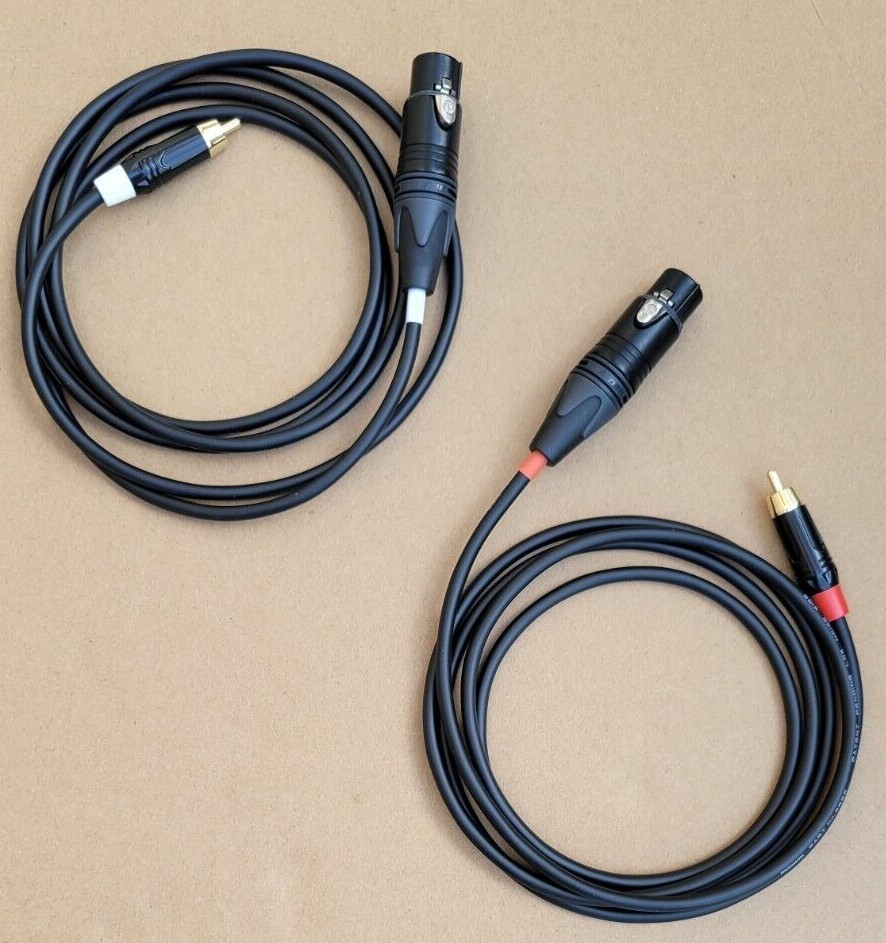 Pair Mogami 2552 Neutrik XLR Gold to RCA Audio Mic Microphone 2-Cables 1-20'FT