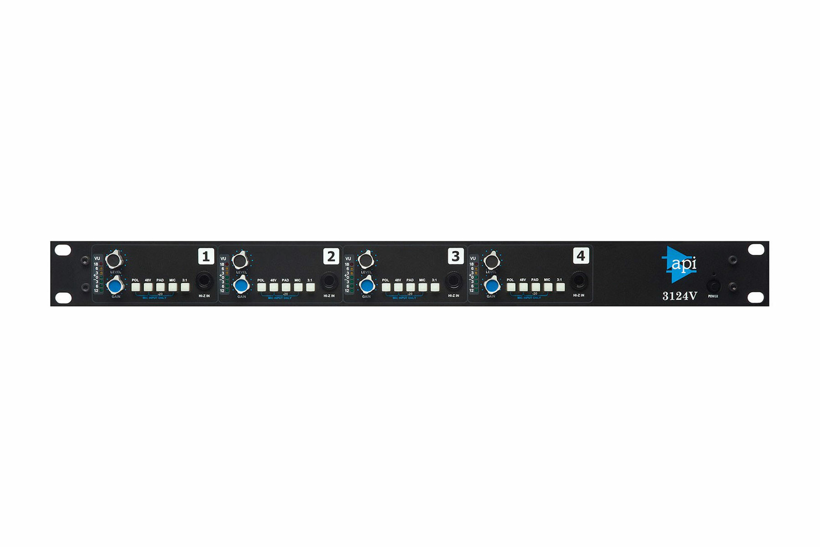 API 3124V | 4-Channel Microphone/Line Preamp