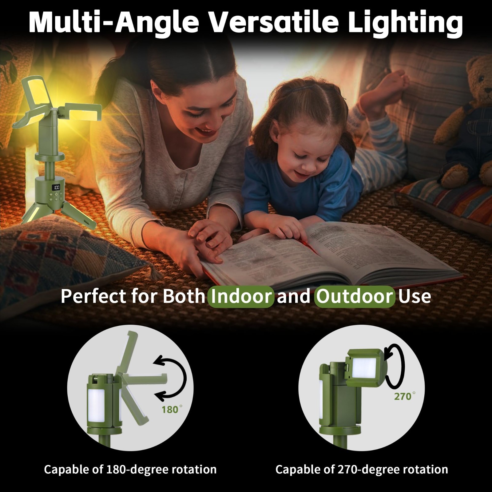 Rechargeable Camping Light & Lantern with Stand, Telescoping Camping Tent Light