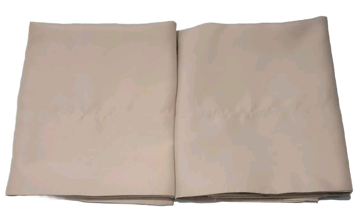2 Tan Pillowcases 100% Polyester.  20 X 32 Standard/queen.