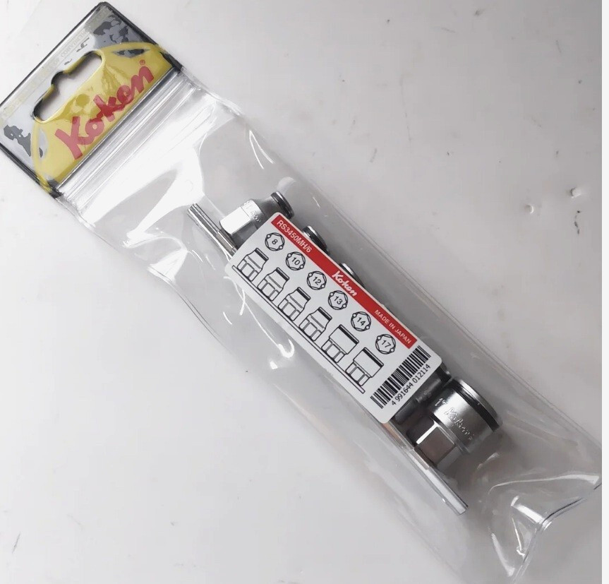 KOKEN 3/8" NUT GRIP SOCKET SET (8,10,12,13,14,17mm) RS3450MH/6