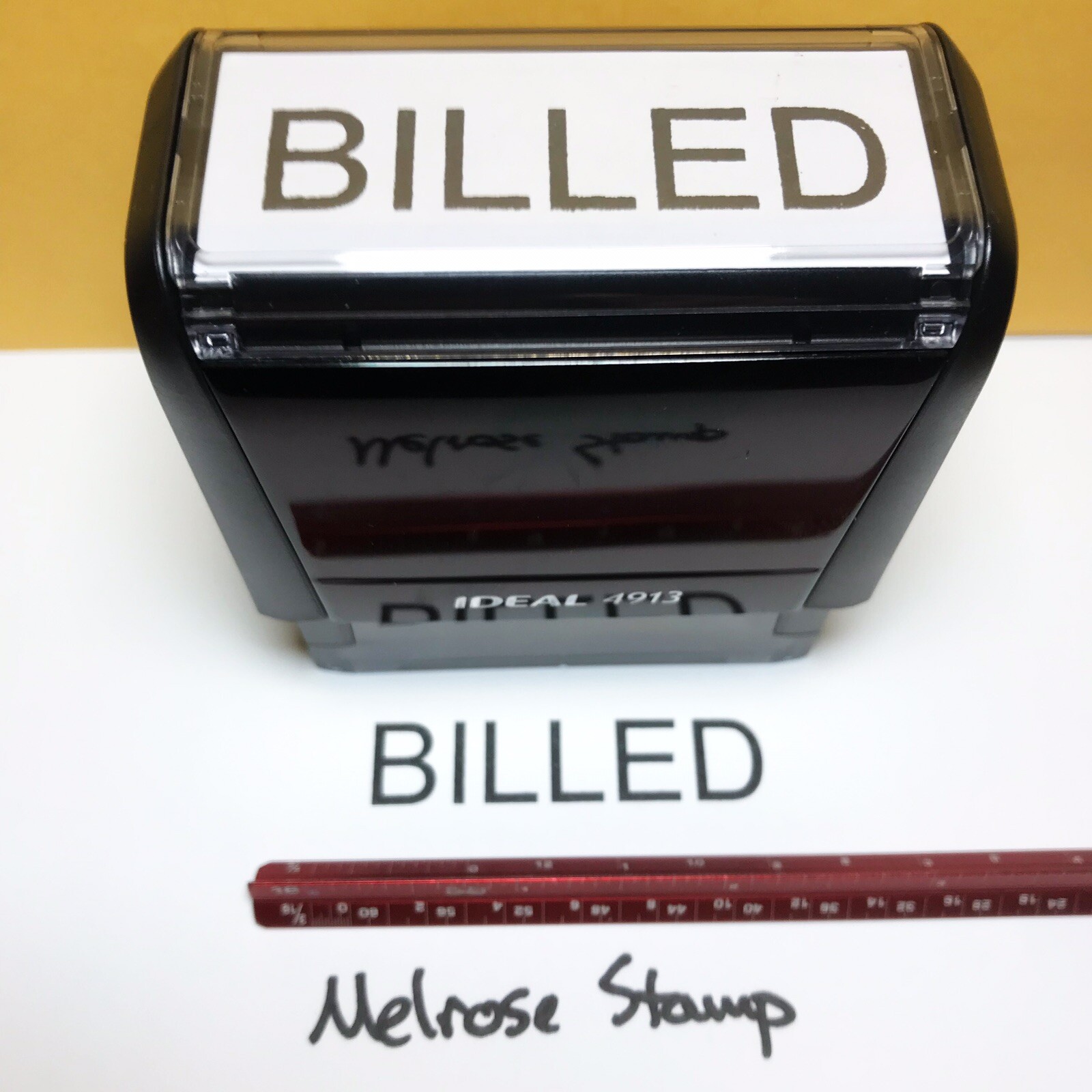 Billed Rubber Stamp Black Ink Self Inking Ideal 4913