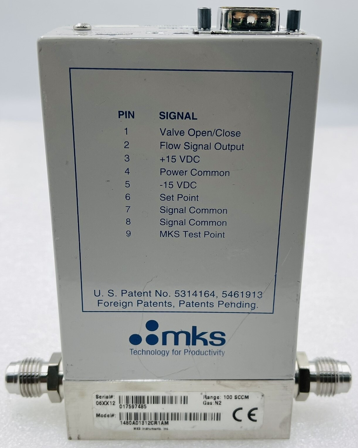 MKS 1480A01312CR1AM Mass Flow Controller 100 SCCM N2