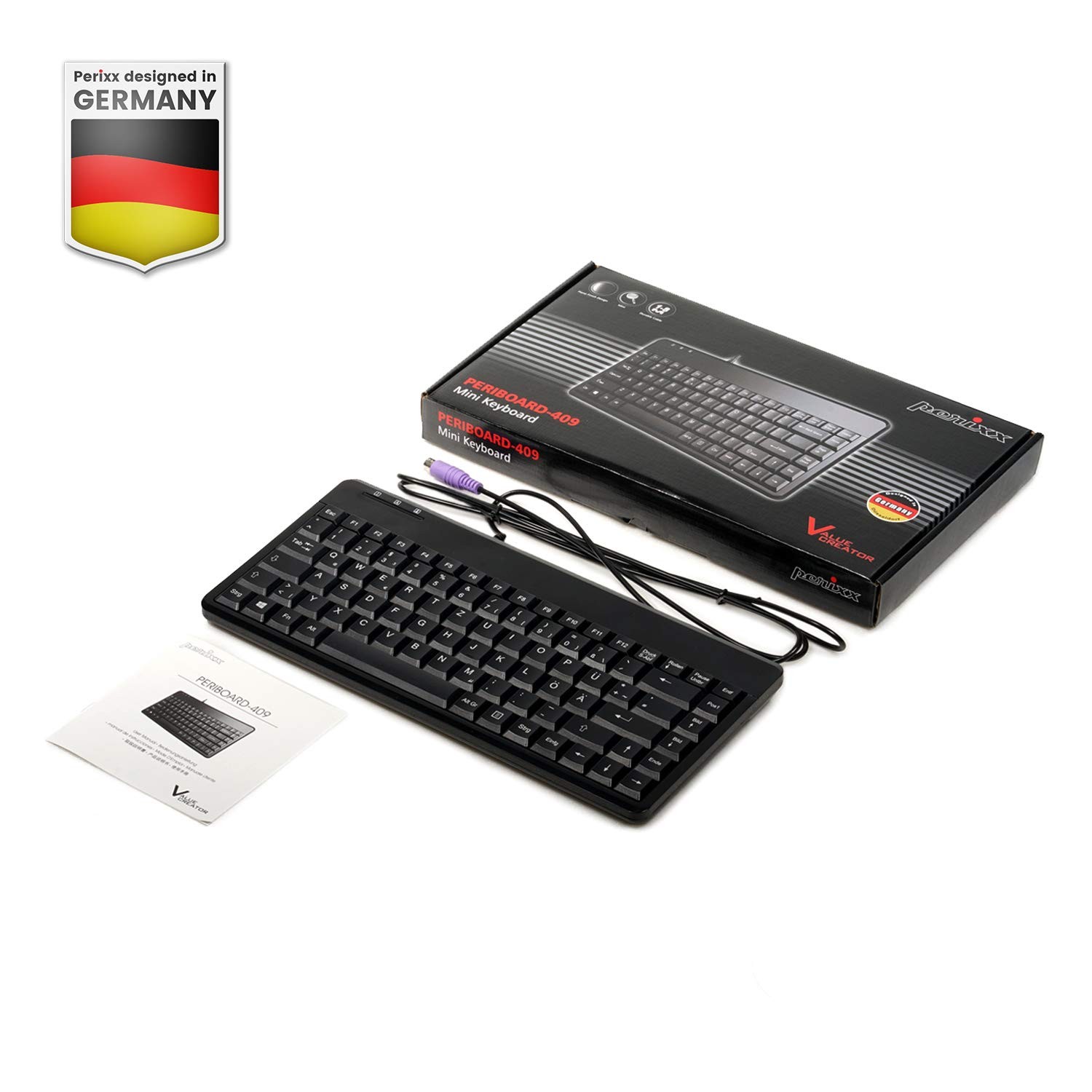 Wired PS2 Mini Keyboard, Black, US English Layout for Efficient Typing