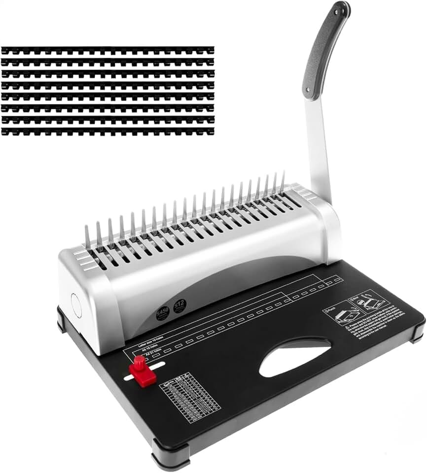 Spiral Comb Binding Machine 21-Hole, 450 Sheet Punch Binder