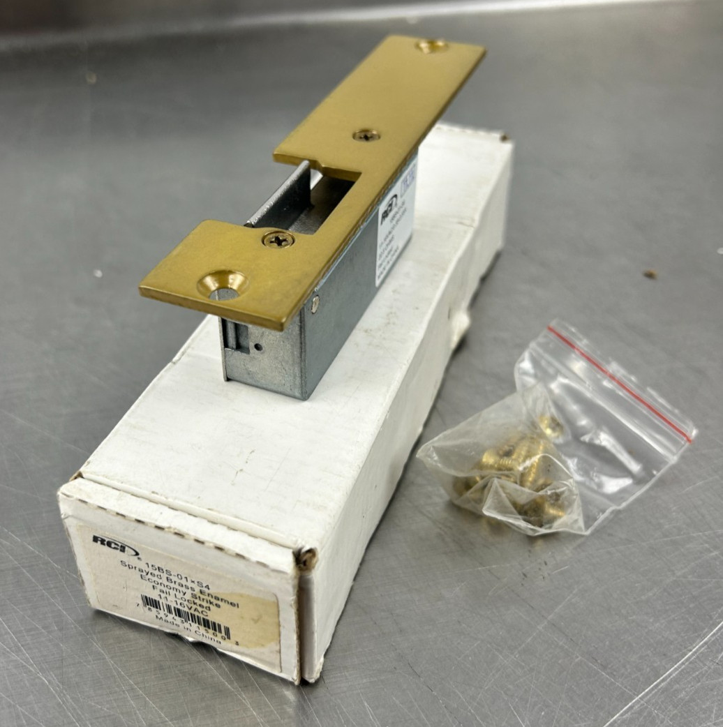 RCI 15BS-01 x S4 Sprayed Brass Door Strike Fail Locked New Open Box