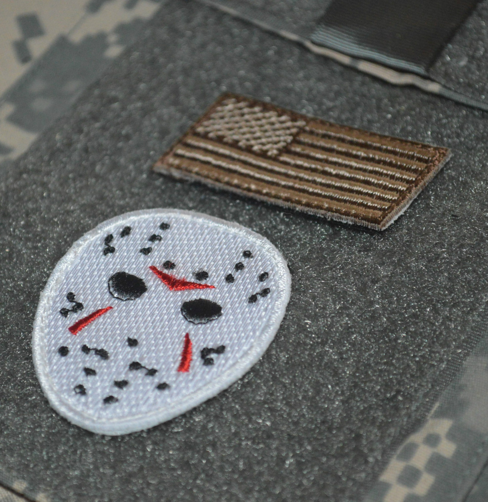 JSOC MARSOC USMC FORCE RECON SEAL ODA SFG SAS 2" 2-PC: US FLAG + JASON'S MASK