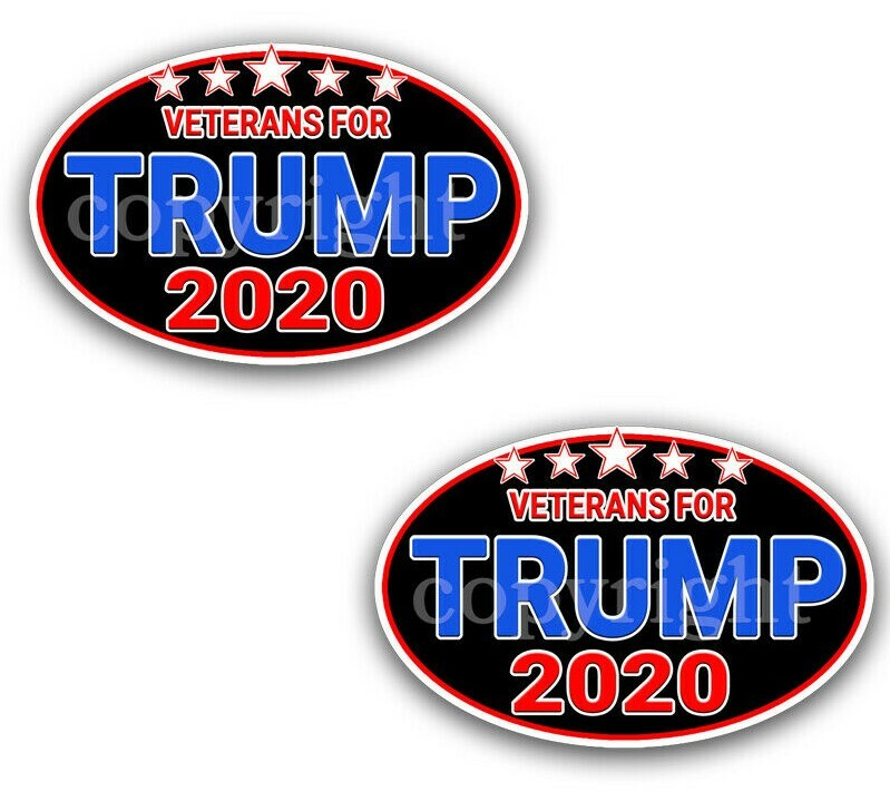 VETERANS for TRUMP 2020 Trump Political Bumper Stickers Decals 5" 2 pack blk