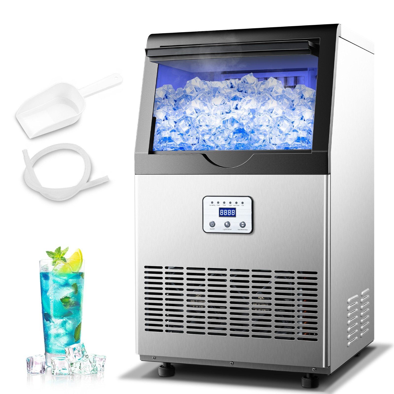 110lb Built-in Commercial Ice Maker Home Bar Restaurant Coffee Shop Cube Machine