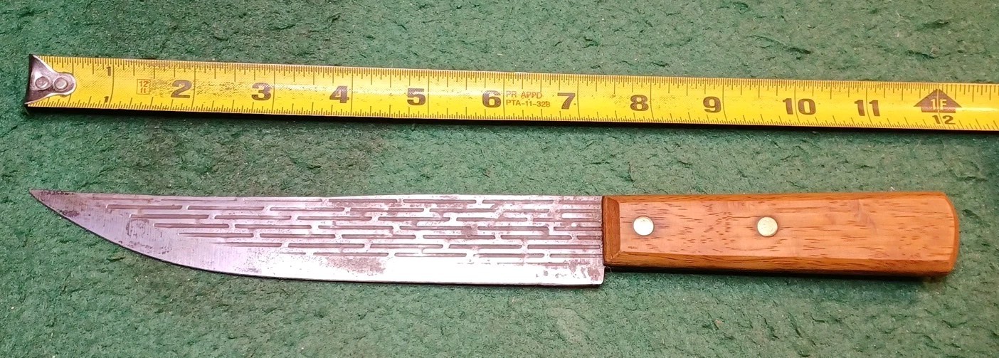 Vtg 7" Carbon Steel Carving / Slicing Knife, W/ Wood Handle F/ Taiwan