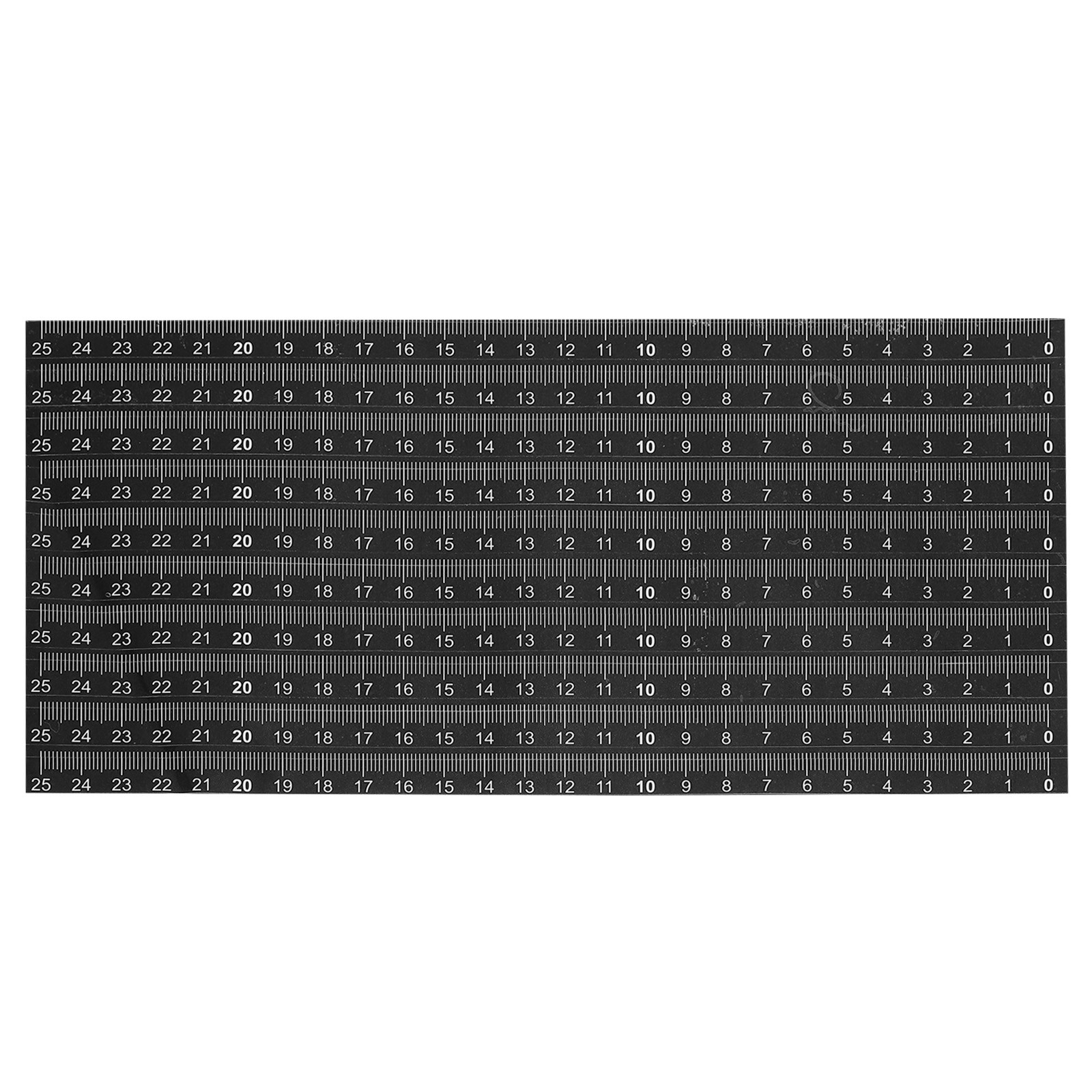 Adhesive Ruler 10Pcs 25-0cm Measure Tape Sticker Black Background White Text