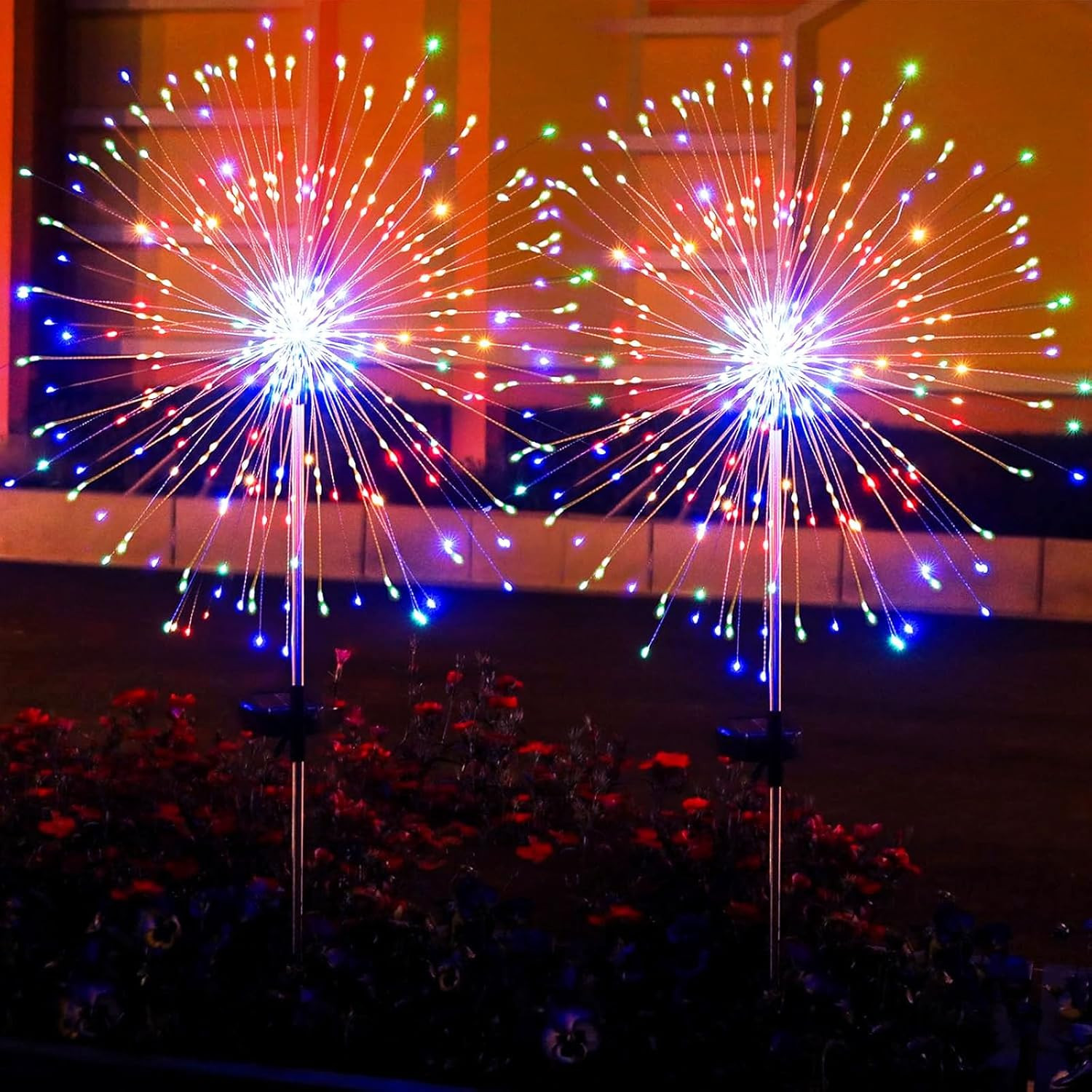 2 Pack Solar Firework Lights Outdoor - Verified 200 LED & 8 Modes - Starburst So