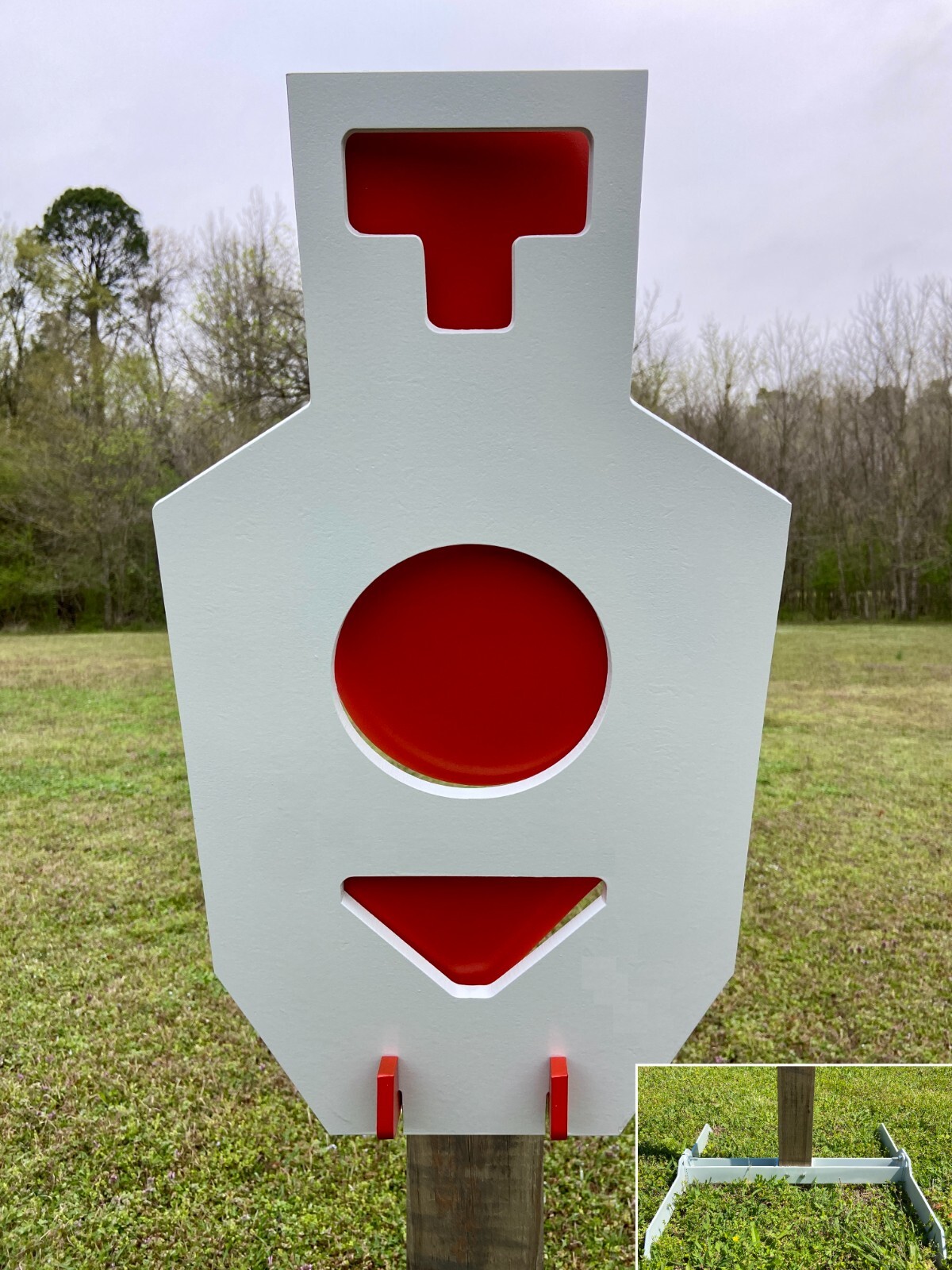 3/8" AR500 TRIPLE TAP VITALS STEEL HOSTAGE REACTIVE SHOOTING TARGET w/ 2x4 STAND