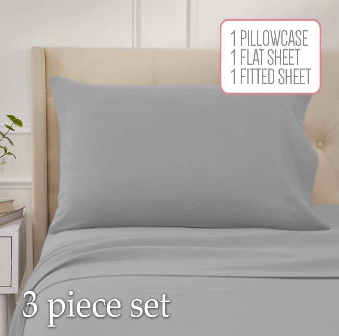 lalaLOOM Twin Bed Sheet Set Soft Microfiber Luxury Bedding Extra Deep Po GRAY