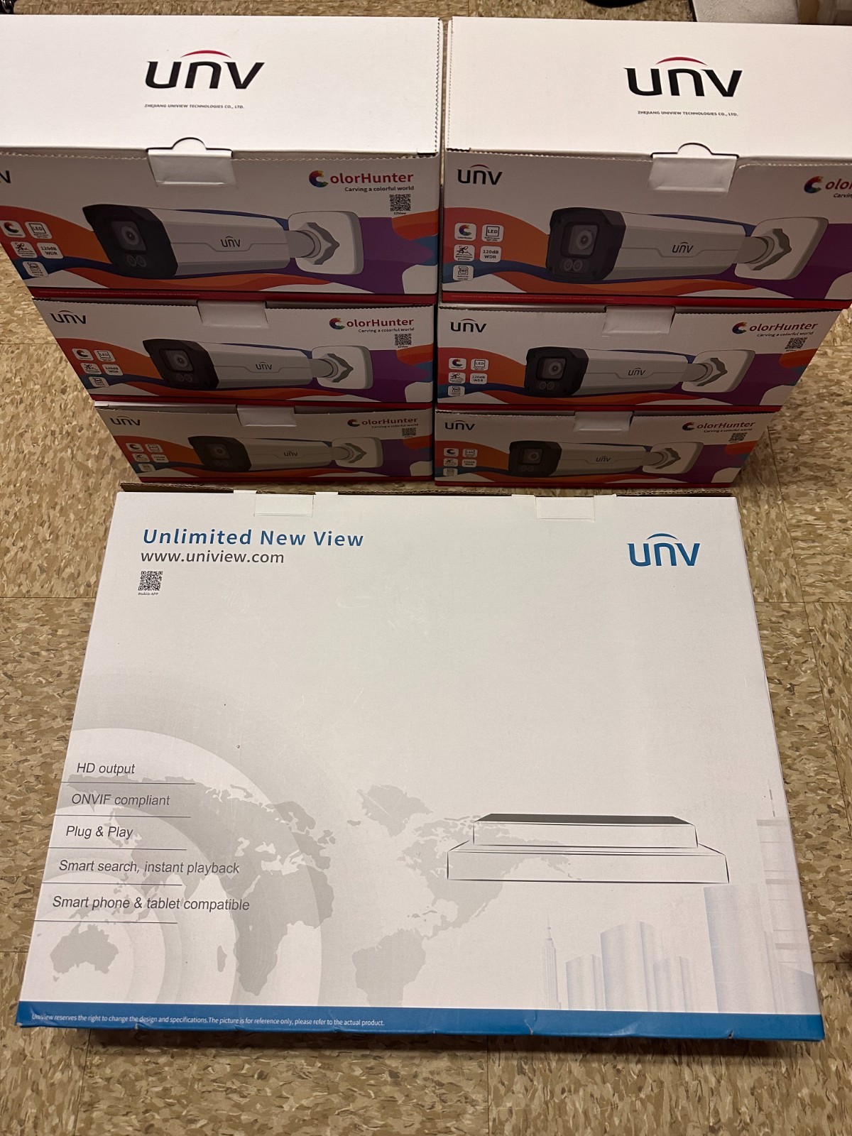 Uniview  Security System Models: NVR502-B-P-IQ + IPC2324SE-ADZK-WL-I0 Qty: 6
