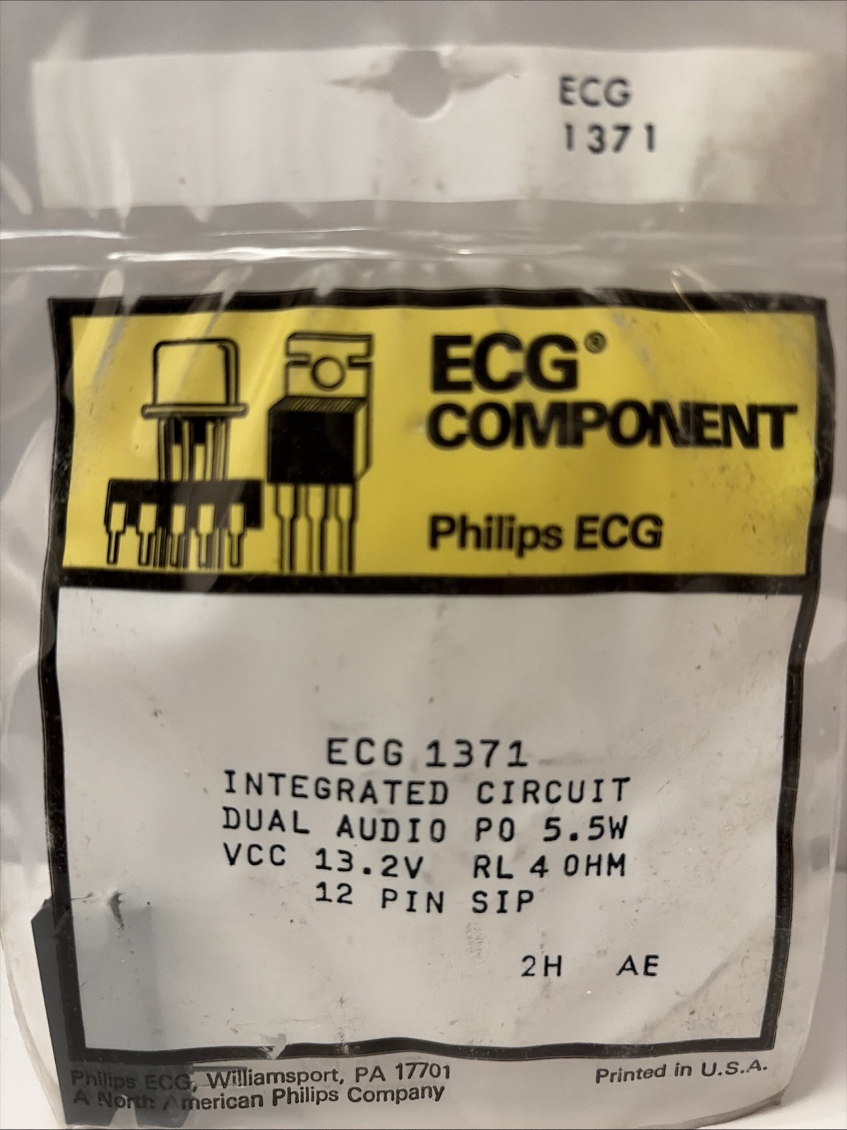 ECG1371 INTEGRATED CIRCUIT DUAL 5.5w AUDIO POWER AMP