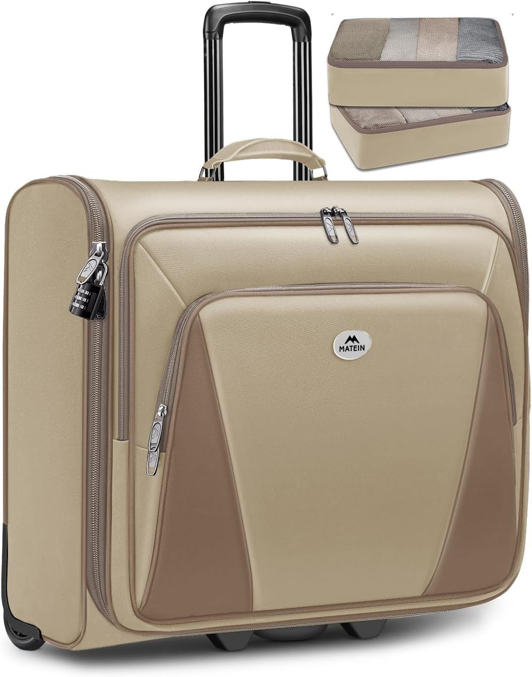 Garment Bag with Wheels for Women, Large Wheeled Garment Bag, Khaki | for Hangin