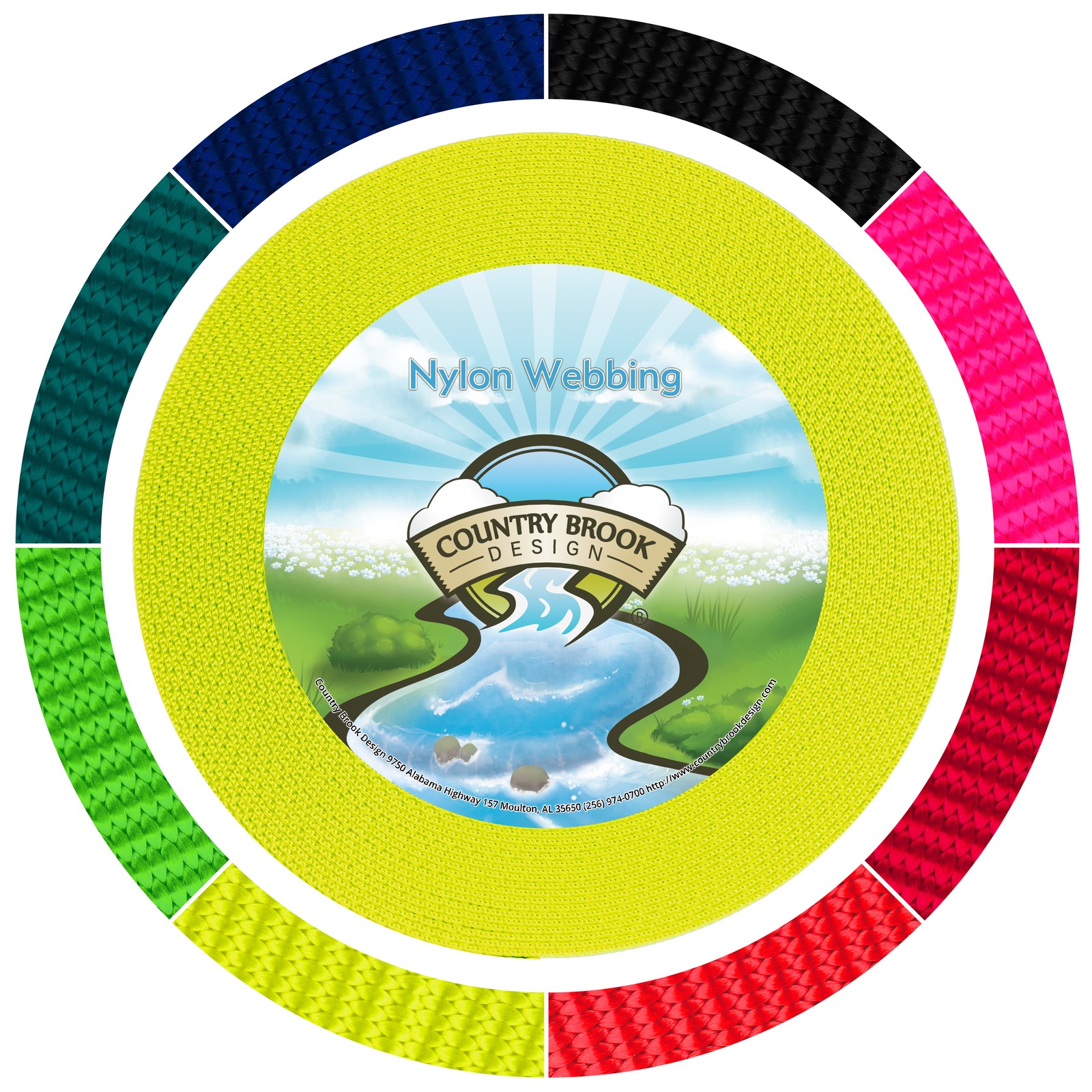 Country Brook Design® 1 Inch Hot Yellow Reflective Nylon Webbing, 5 Yards