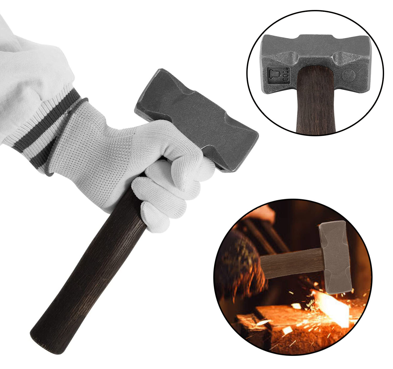 2.2LB Square Forging Hammer Bladesmithing Tool For Bladesmithing Anvil Knife